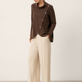 Wool Asymmetric Hem Long Sleeve Top CHARITY