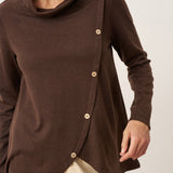 Wool Asymmetric Hem Long Sleeve Top CHARITY