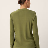 Wool Cowl Drape Stretch Long Sleeve Top INEKE