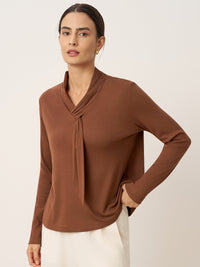 Wool Scarf Collar Long Sleeve Top ALESSIA