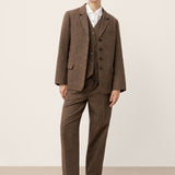 Wool Striped Notched Lapel Suit Blazer DAPHNE