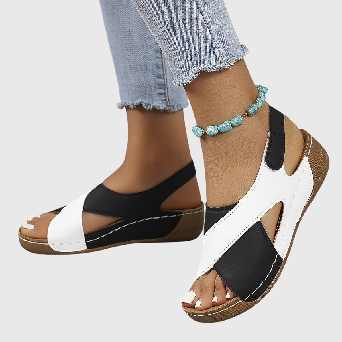 Paula – Ergonomické pohodlné sandály, barva: černá