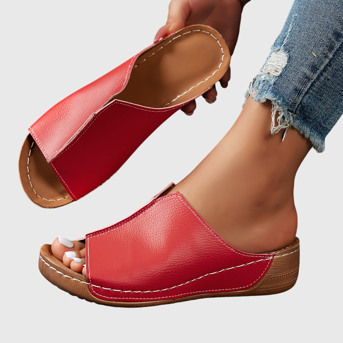 Martha – Elegantní ortopedické sandály, barva: červená
