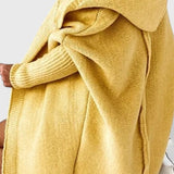 Pletený oversize cardigan s kapucí, barva: žlutá