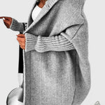 Pletený oversize cardigan s kapucí, barva: šedá