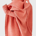 Pletený oversize cardigan s kapucí, barva: oranžová
