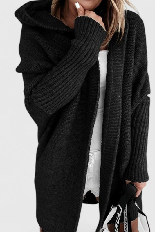 Pletený oversize cardigan s kapucí