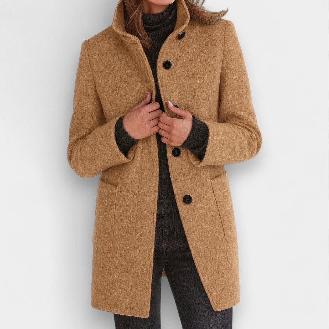 Nela - Elegantní bunda s vysokým límcem, barva: khaki