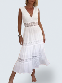 Charlotte - Handcrafted Lace Dress with V-Neckline