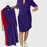 Katherine - Egyszínű V-nyakú ruha