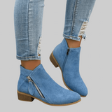 Fiora – Klasické vintage kozačky, barva: modrá