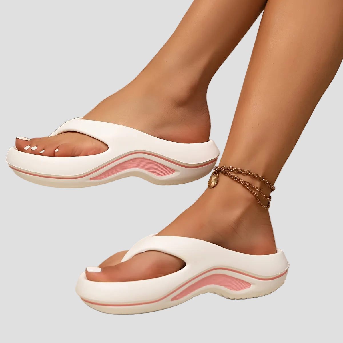 Sophie – Ultralehké pohodlné sandály, barva: bílá/růžová