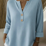 Lucia | Textured Henley Button Top