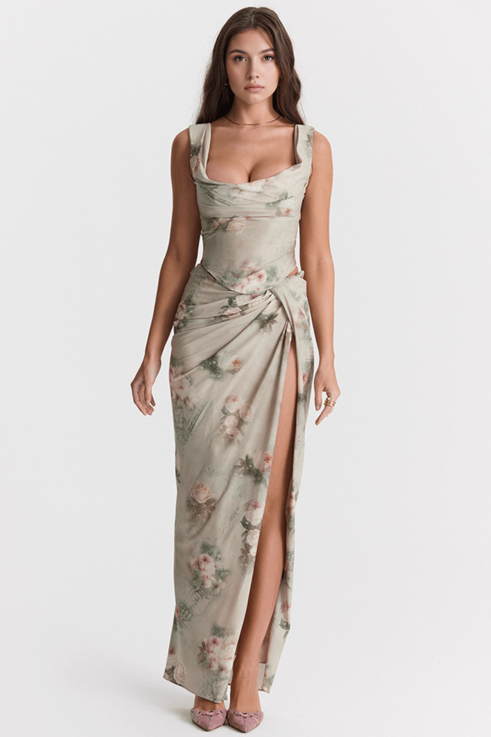 Kristýna – Elegantní šaty, barva: béžová