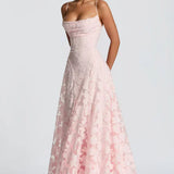 Aleksandra – Elegantní maxi šaty, barva: růžová