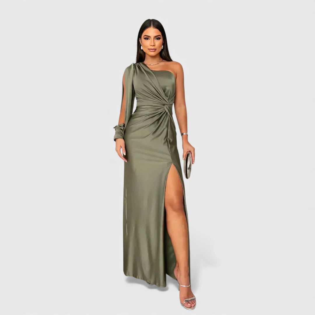Katarzyna - Elegantní dlouhé večerní šaty, barva: zelená