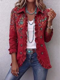 Fayrene™ | Boho bunda s potiskem paisley a volánky
