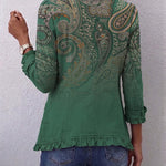 Jemara™ – Boho bunda s volány a vzorem paisley
