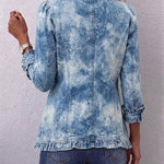 Jemison™ – Vintage boho bunda s botanickým přechodovým potiskem a volány