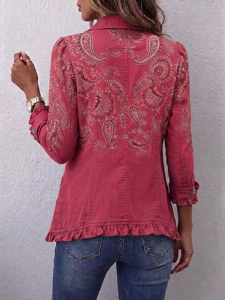 Anouk™ – Bunda s volány a vintage potiskem paisley