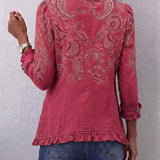 Anouk™ – Bunda s volány a vintage potiskem paisley