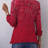 Criselle™ – Boho bunda s volány a ombré potiskem paisley