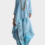 Flor - Umělecký elegantní set s květinovým vzorem, barva: modrá