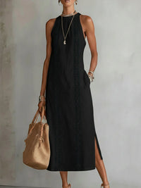 Christine - Sleeveless Lace Detail Midi Dress